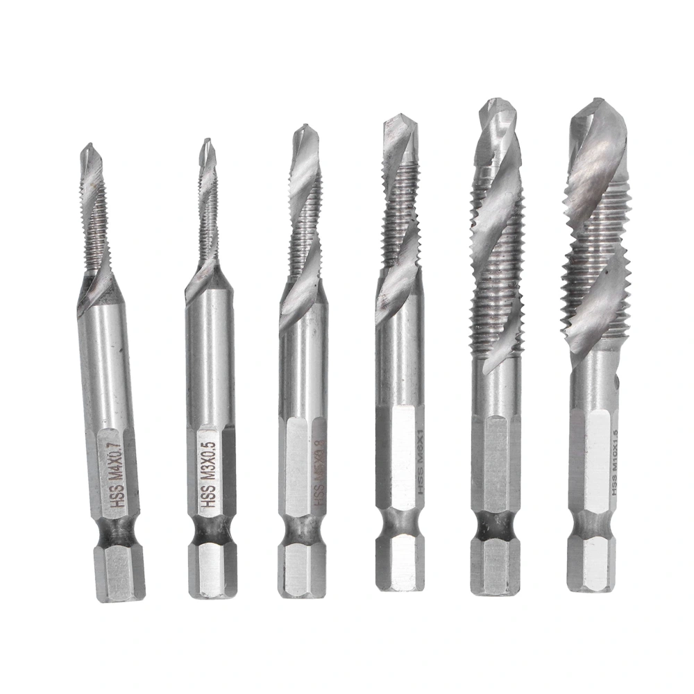 Drill Tap Bit Set Hex Shank Metric Combo HSS Ti Plated Screw Deburr Tool M3 M4 M5 M6 M8 M10