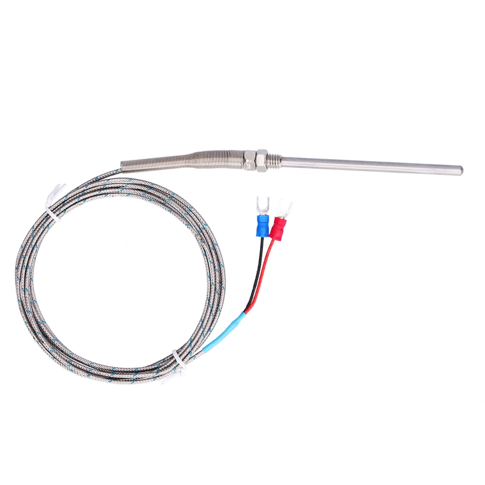 K Type Temp Thermocouple Temperature Sensor Thermal Probe Stainless Steel 0~600℃ WRNT187(Red Black Line Type 4 Meter)