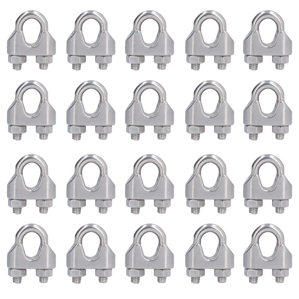 20Pcs Stainless Steel Wire Rope Clamp Hardware Rigging Cable Clip Lock Clamping FastenersM8(8mm)