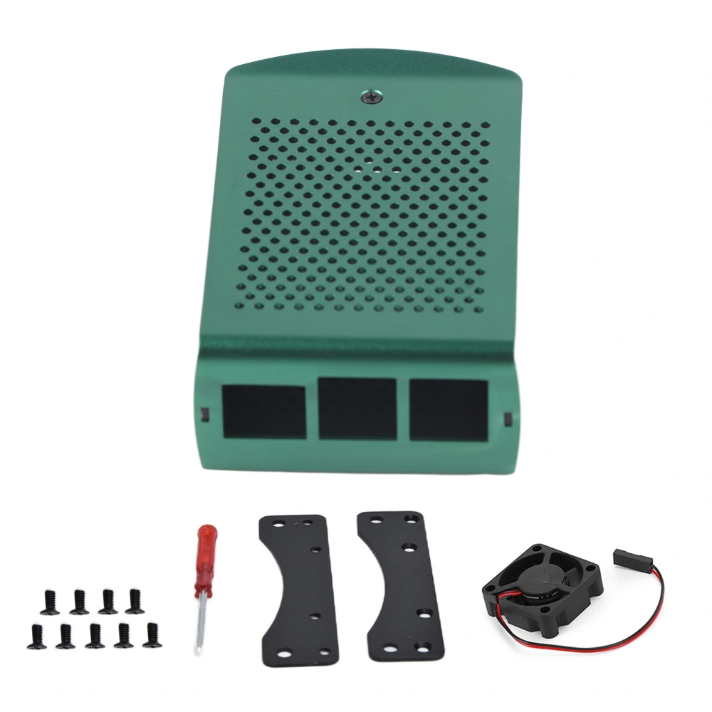 Enclosure for Raspberry Pi 2 3 B+ Aluminum Alloy Dustproof Protective Case with Mounting Tools(With Fan )