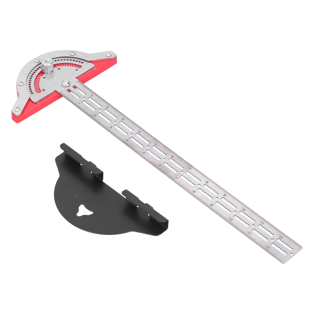 Woodworkers Edge Rule 0°70° Adjustable High Accuracy T Shape Unique Sawtooth Stainless Steel Protractor Measuring Tool(15in )