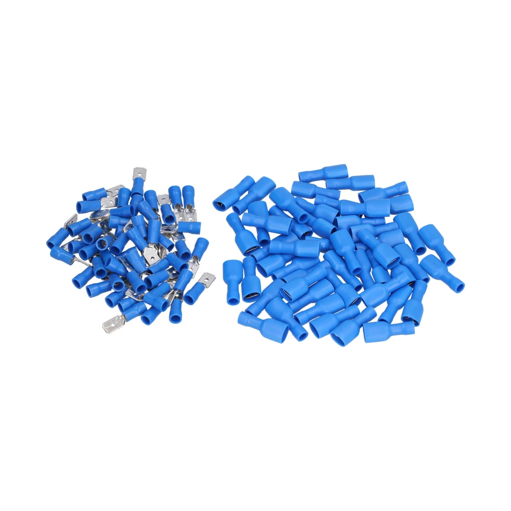 100Pcs Spade Connector Male Female Insulated Terminal 16‑14 AWG Accessory Set Kit Blue