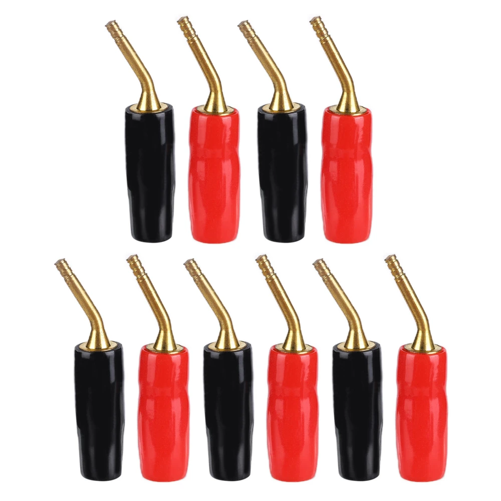 U44 5Set Speaker Plug Gold Plated Bending Speaker Connector Copper Black Red Audio Plug