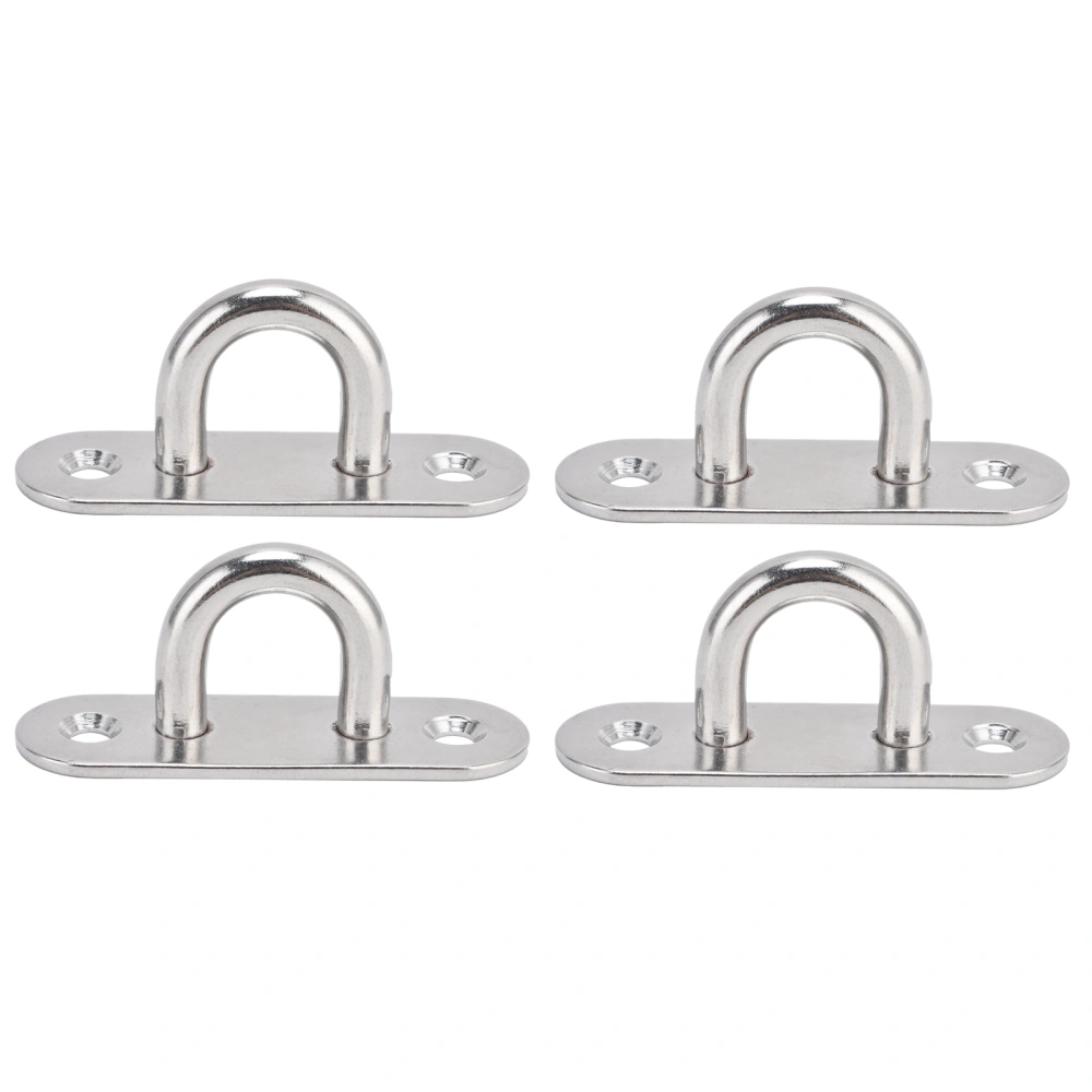 4Pcs Oval Hooks Eyelet 304 Stainless Steel 8mm Ceiling Pad Eye Plate Hardware Staple Loops