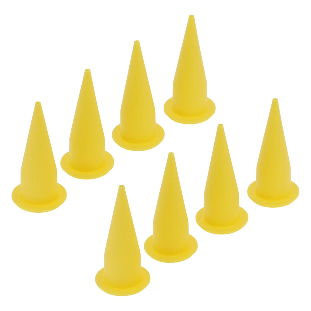 8PCS Cone Nozzle PE Plastic Reusable Yellow Corrosion Resistance for Glass Cement