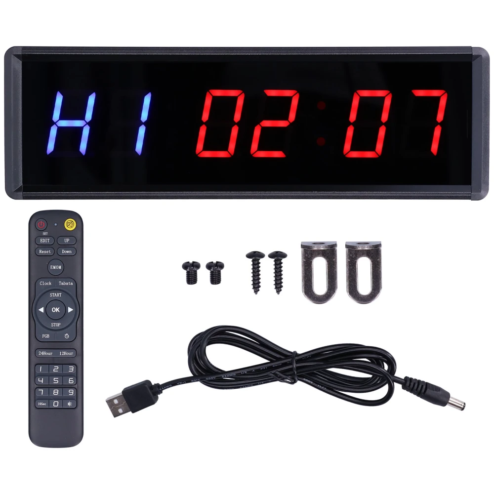 Interval Timer 1.5in LED Digital Display Count Down/Up Clock with Remote for Home Gym Office