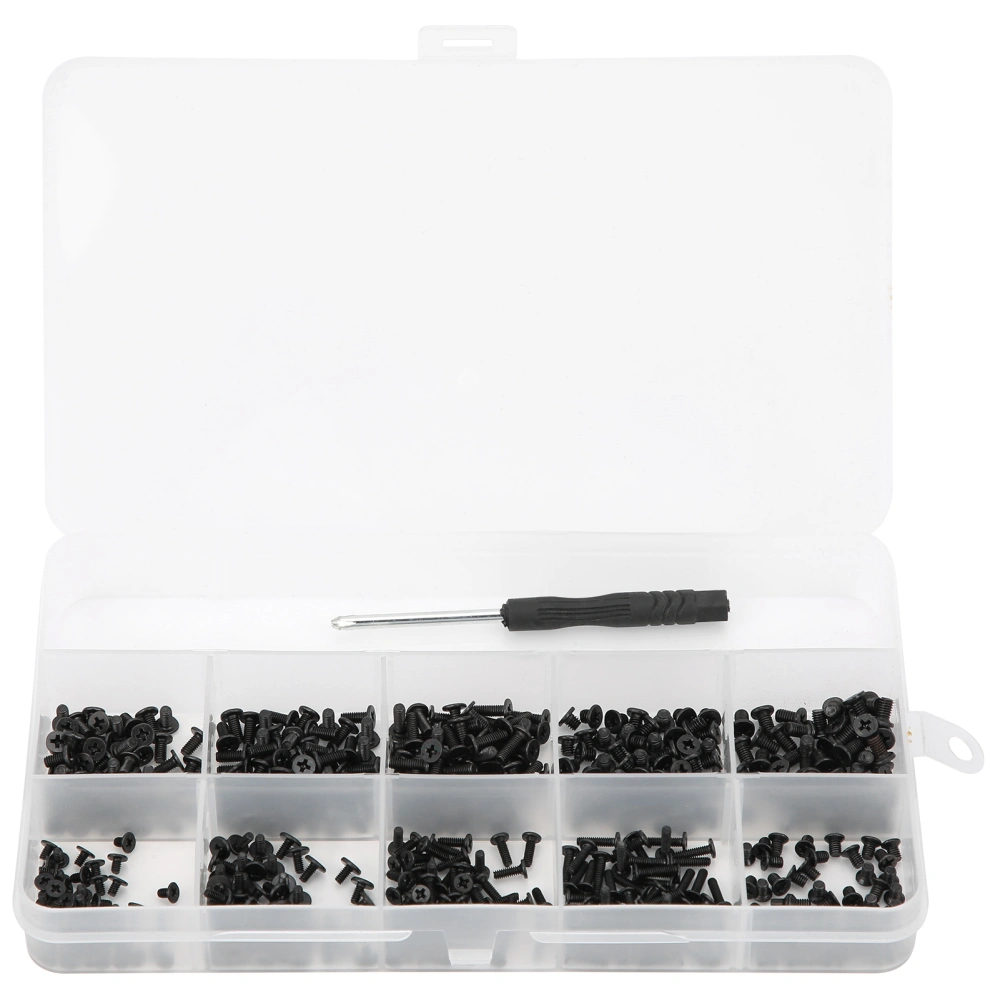 500Pcs CM Cross Head Screws Assortment Kit with Screwdriver Fastener Hardware