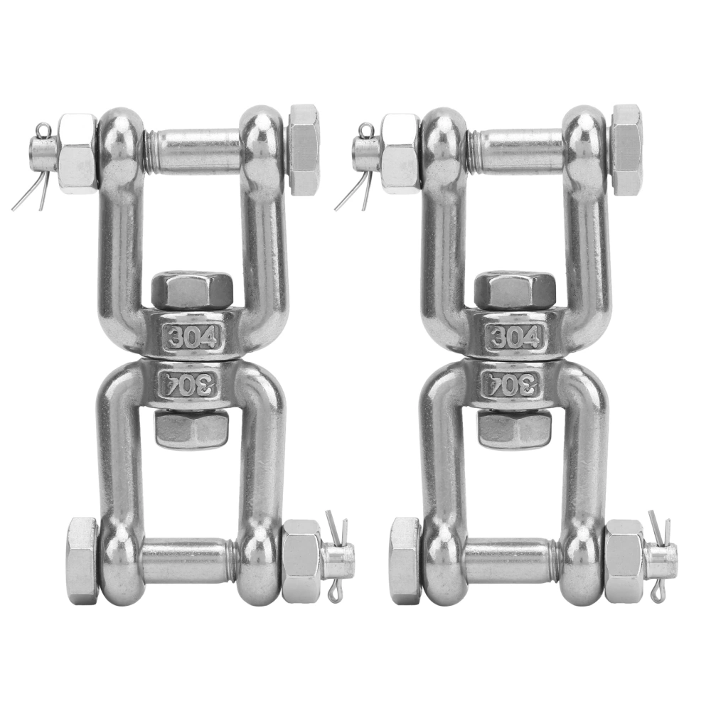 2Pcs Anchor Swivel Shackle 304 Stainless Steel Rotating Ring Connector with Insurance M10