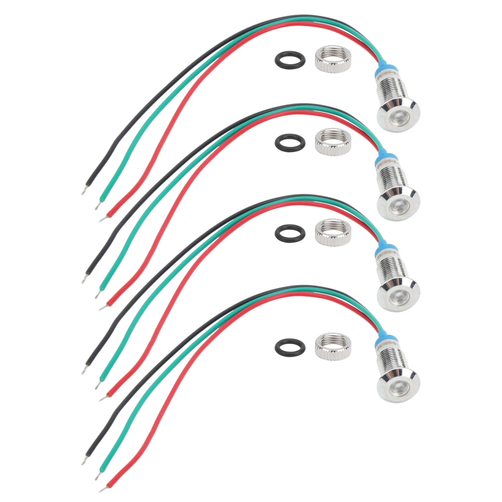 4 Set Metal LED Indicator Light Common Cathode Lamp Industrial Control Components 8mm 12‑24VRed and Green