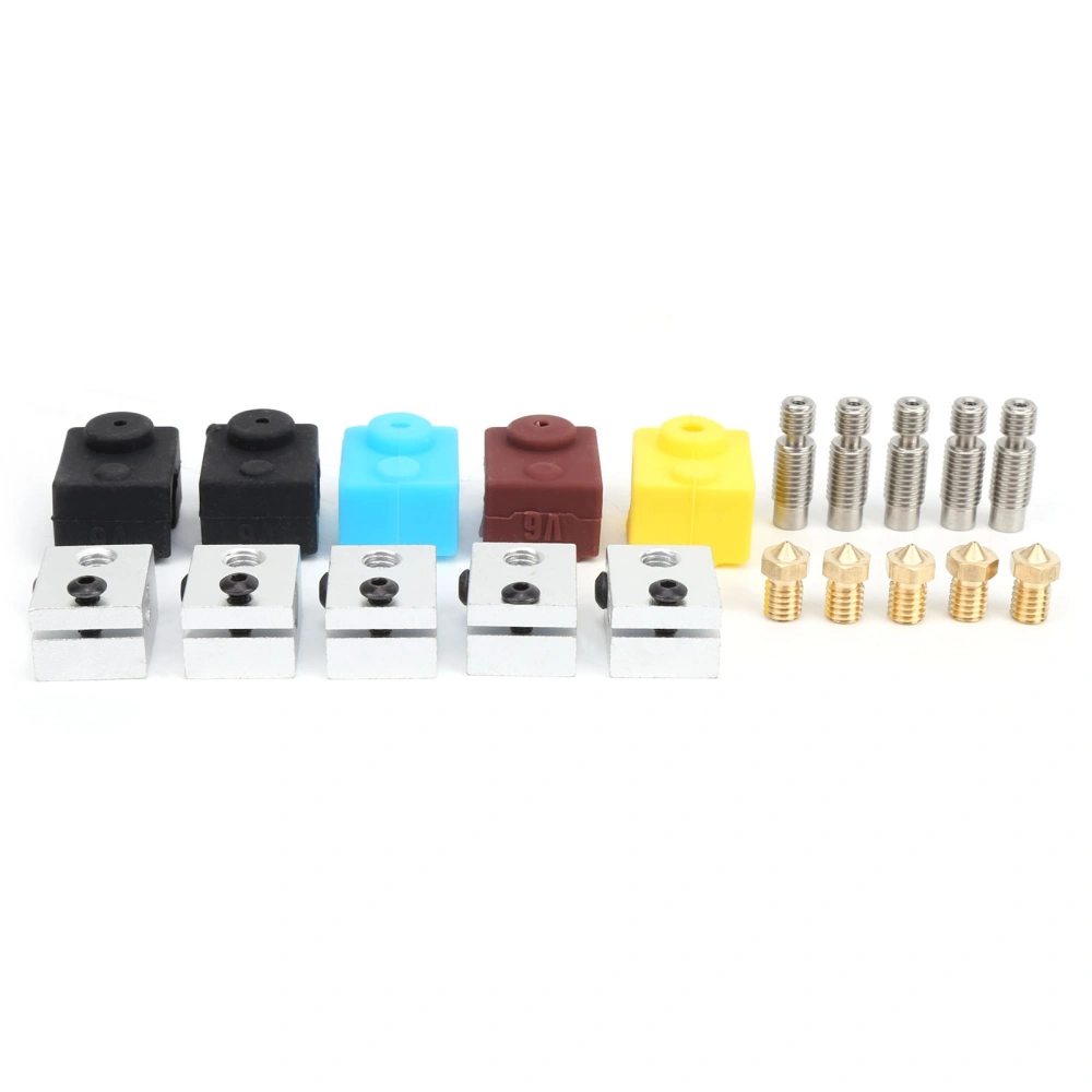 3D Printer Heating Block M6 Extruder Throat Tube Nozzle Silicone Cover Set for Makerbot MK7 MK8