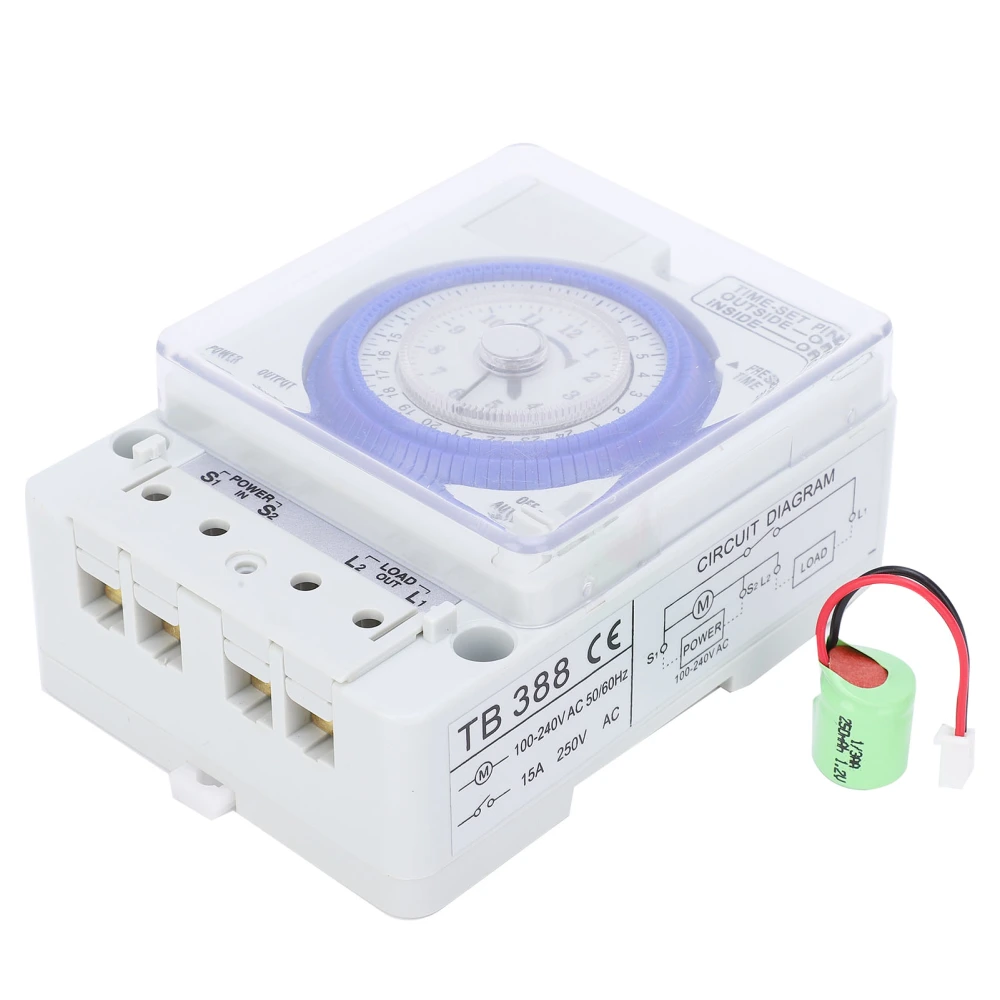 TB‑388 24 Hours Time Switch Programmable Quartz Controlled Stepper Motor Timer AC100‑240V 50/60Hz