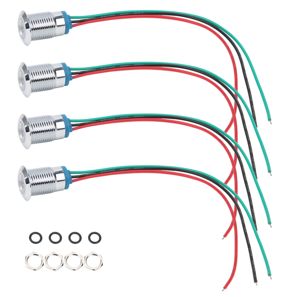 4 Set Indicator LED Light Waterproof Common Anode Industrial Control Components 12mm