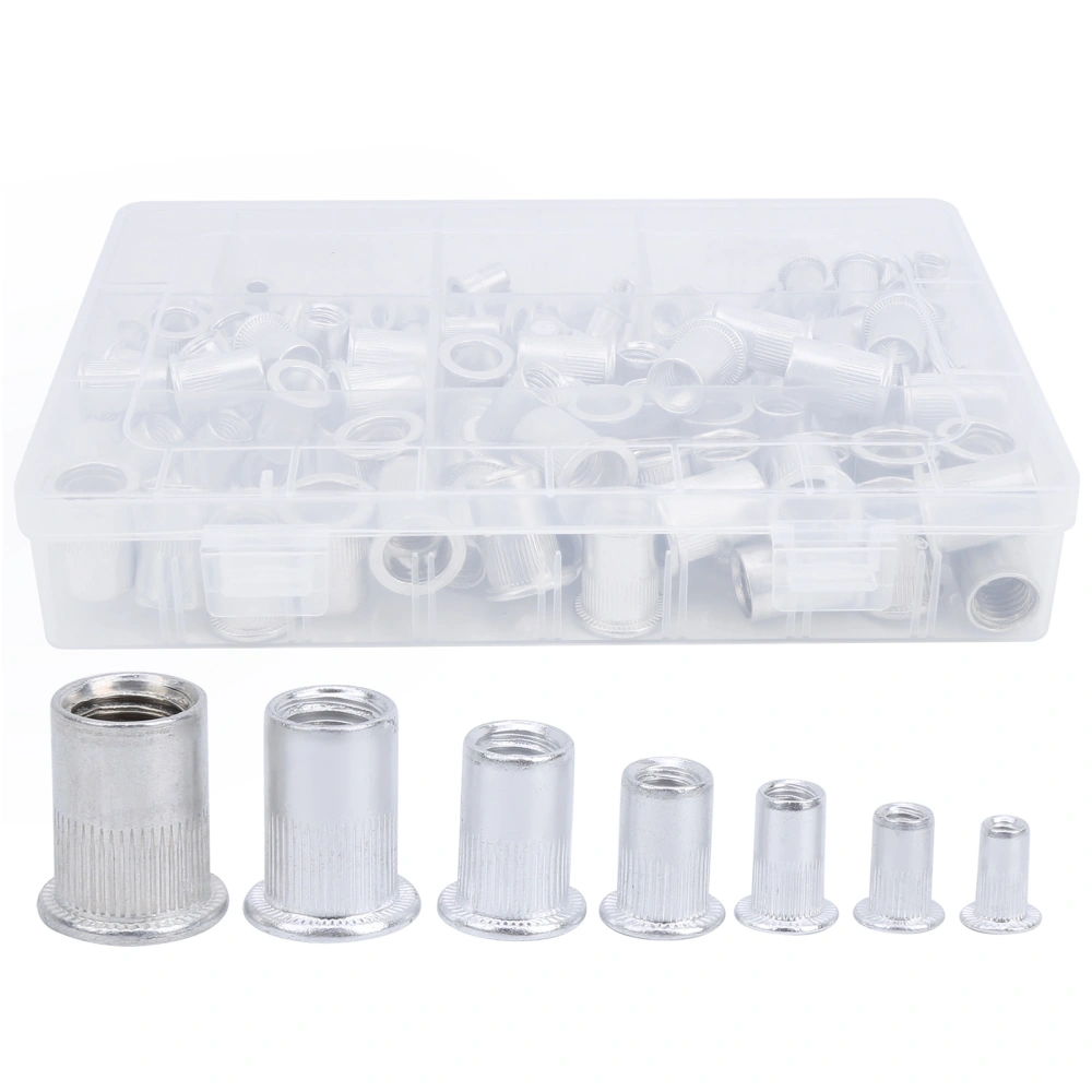 175pcs Rivet Nut Set Flat Head Aluminium Nutsert Assortment with Storage Box Industrial Tool