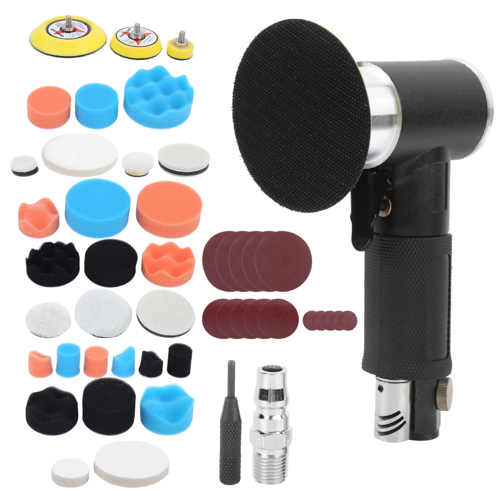 48Pcs Air Sander Black Eccentric Pneumatic Car Waxing Polishing Sanding Machine AT‑1500(Japanese Air Nozzle ) Buse à air japonaise