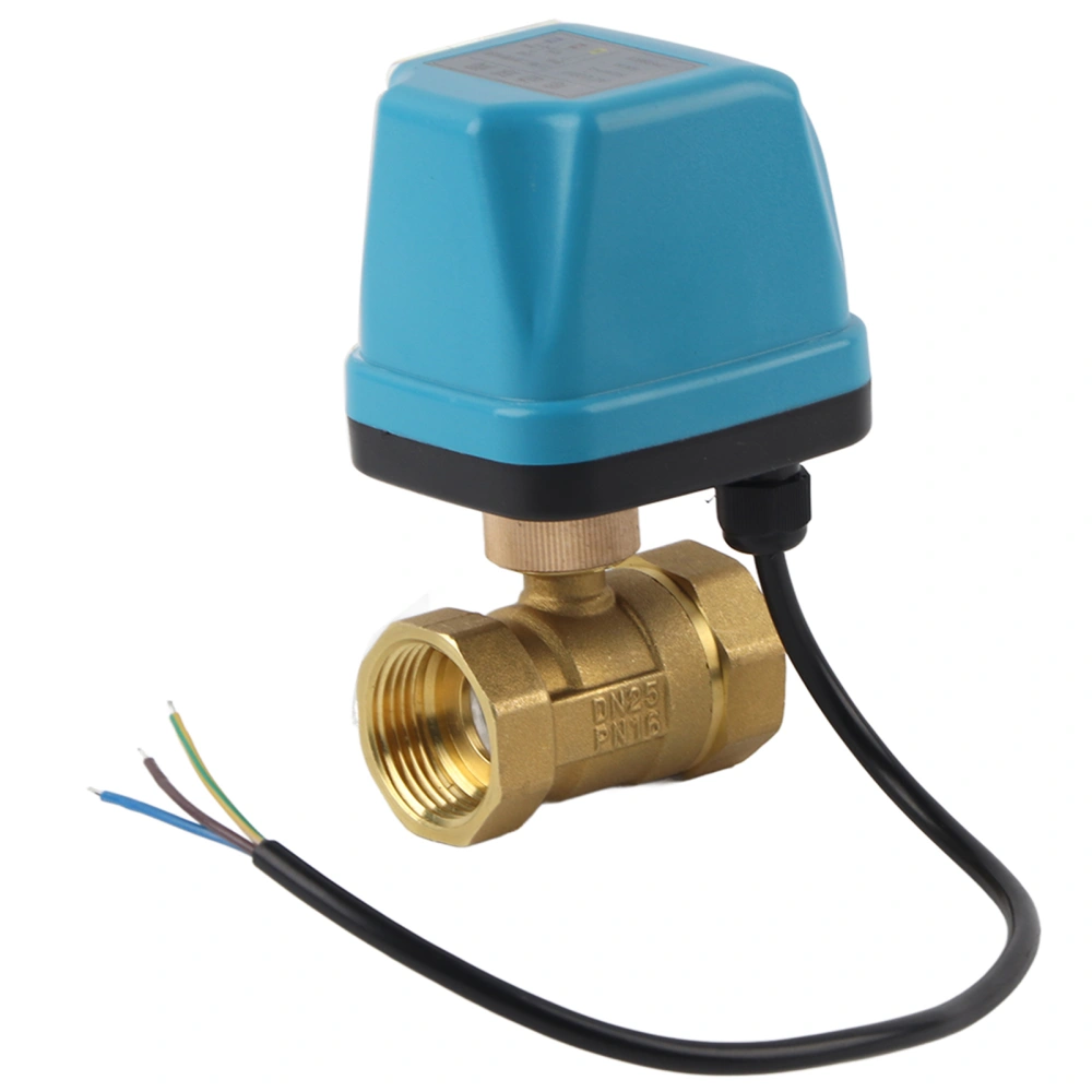 Electric Ball Valve 2‑Way 3‑Wire 2‑Control IP68 Protection Synchronous Motor Blue AC220V G1‑Inch