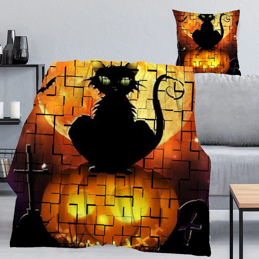 Halloween Blanket with Pillow Case,, Blanket for Bedroom Living Room Decor,#011,32x48''