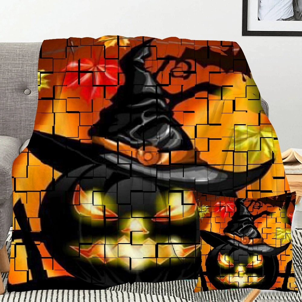 Halloween Blanket with Pillow Case,, Blanket for Bedroom College Dorm Decor,#004,32x48''