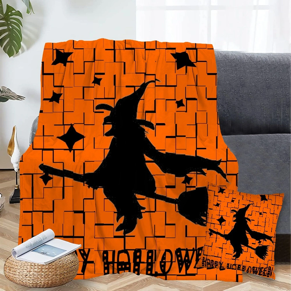 Halloween Blanket with Pillow Case,, Blanket for Bedroom Living Room Decor,#015,32x48''