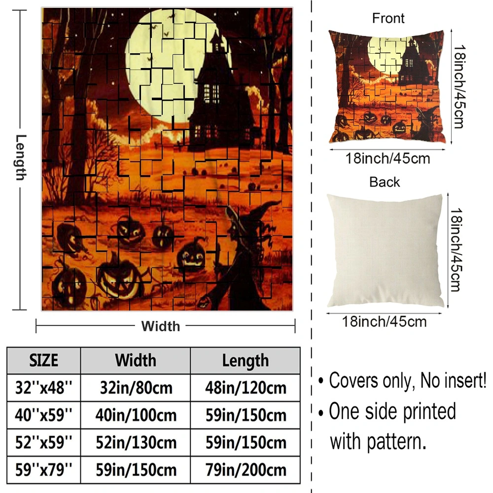 Halloween Blanket with Pillow Case,, Blanket for Bedroom Living Room Decor,#020,32x48''