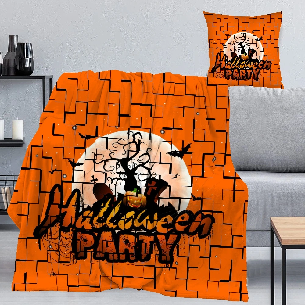 Halloween Blanket with Pillow Case,, Blanket for Living Room Bedroom Home Decor Blanket Blanket Party Supplies,#032,32x48''