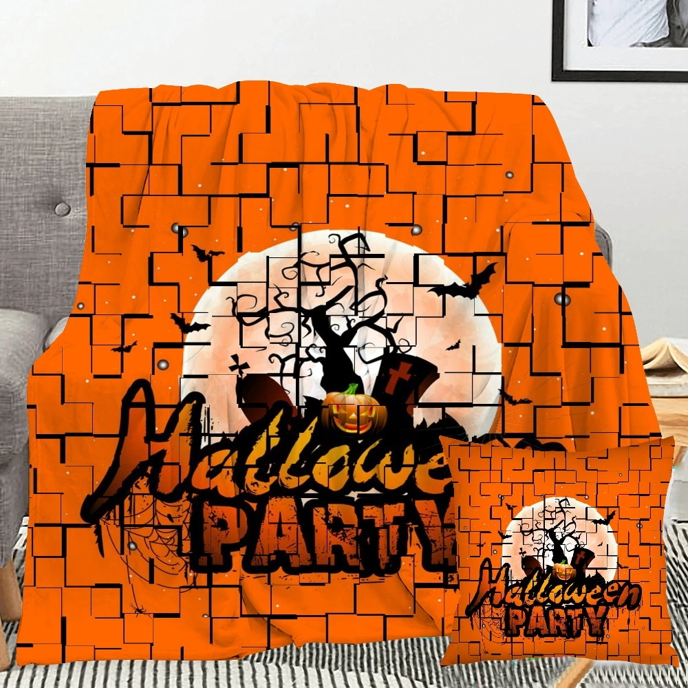 Halloween Blanket with Pillow Case,, Halloween Blanket for Bedroom Hippie Room Decor,#046,32x48''