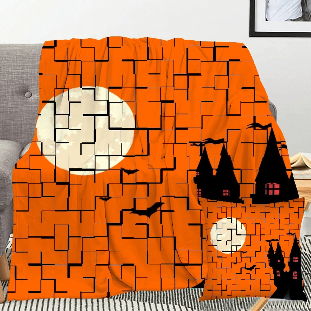 Halloween Blanket with Pillow Case,, Halloween Blanket for Bedroom Hippie Room Decor,#047,32x48''