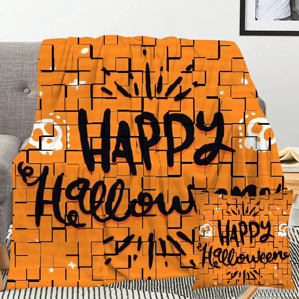 Halloween Blanket with Pillow Case,, Halloween Blanket for Bedroom Living Room College Dorm Halloween Decor Decorative Blanket,#051,32x48''