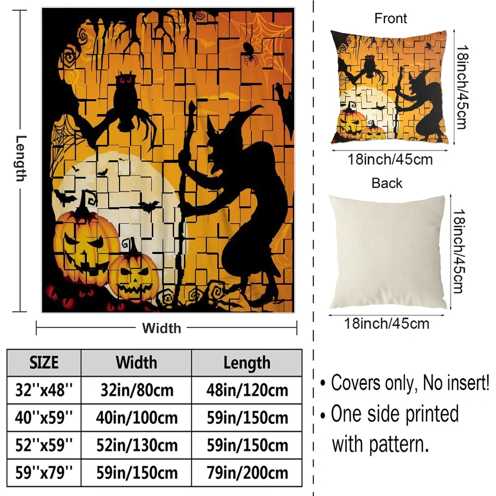 Halloween Blanket with Pillow Case,, Halloween Blanket for Bedroom Living Room College Dorm Halloween Decor Decorative Blanket,#058,32x48''