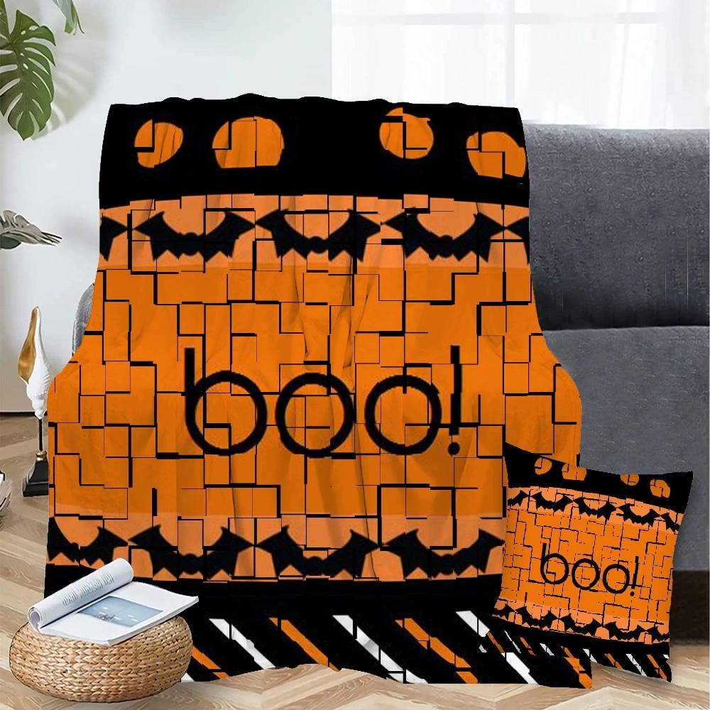 Halloween Blanket with Pillow Case,, Halloween Blanket for Bedroom Living Room College Dorm Halloween Decor Decorative Blanket,#056,32x48''