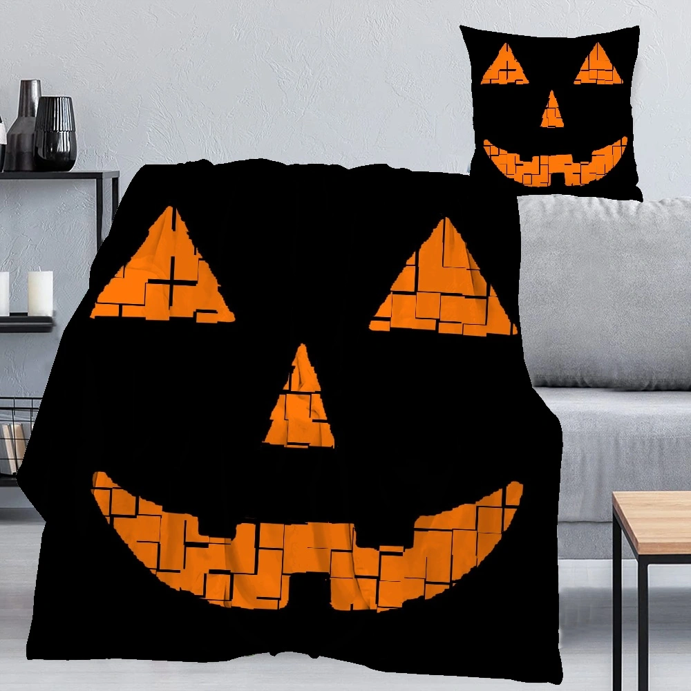 Halloween Blanket with Pillow Case,, Halloween Blanket for Bedroom Living Room College Dorm Halloween Decor Decorative Blanket,#057,32x48''