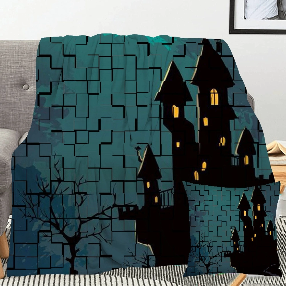 Halloween Blanket with Pillow Case,, Halloween Blanket for Bedroom Living Room Holiday Decor,#078,32x48''