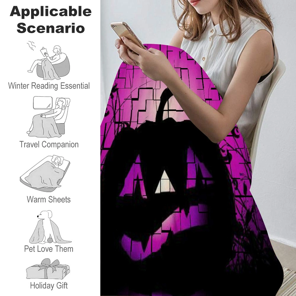 Halloween Blanket with Pillow Case,, Halloween Blanket for Bedroom Scary Goth Cemetery Blanket,#087,32x48''