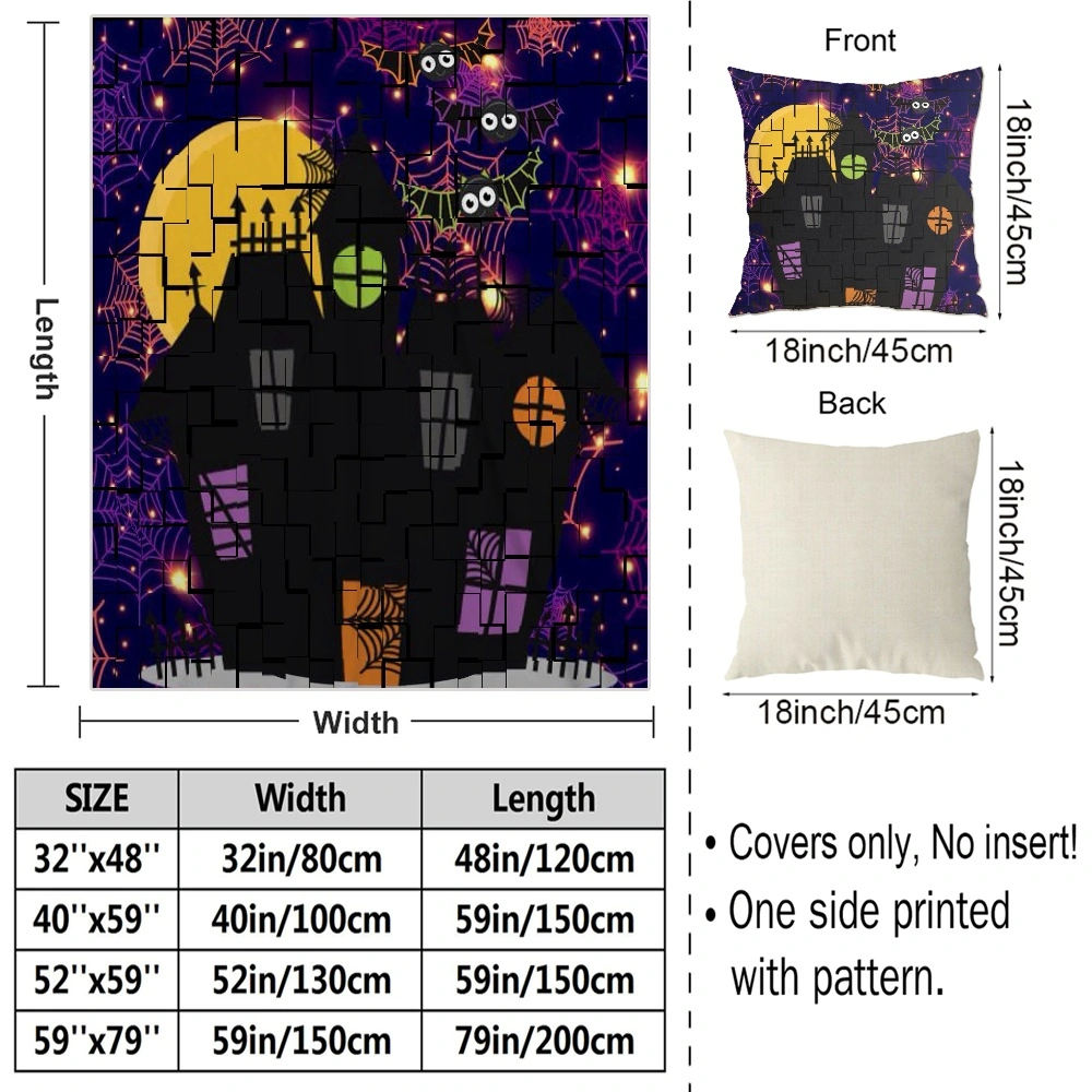 Halloween Blanket with Pillow Case,, Halloween Blanket for Bedroom Scary Goth Cemetery Blanket,#090,32x48''