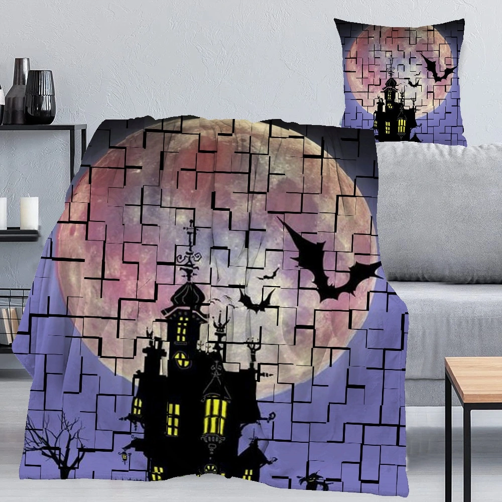 Halloween Blanket with Pillow Case,, Halloween Blanket for Haunted House,Outdoor Patio, Garden, Indoor Windows Giant Cheesecloth,#095,32x48''