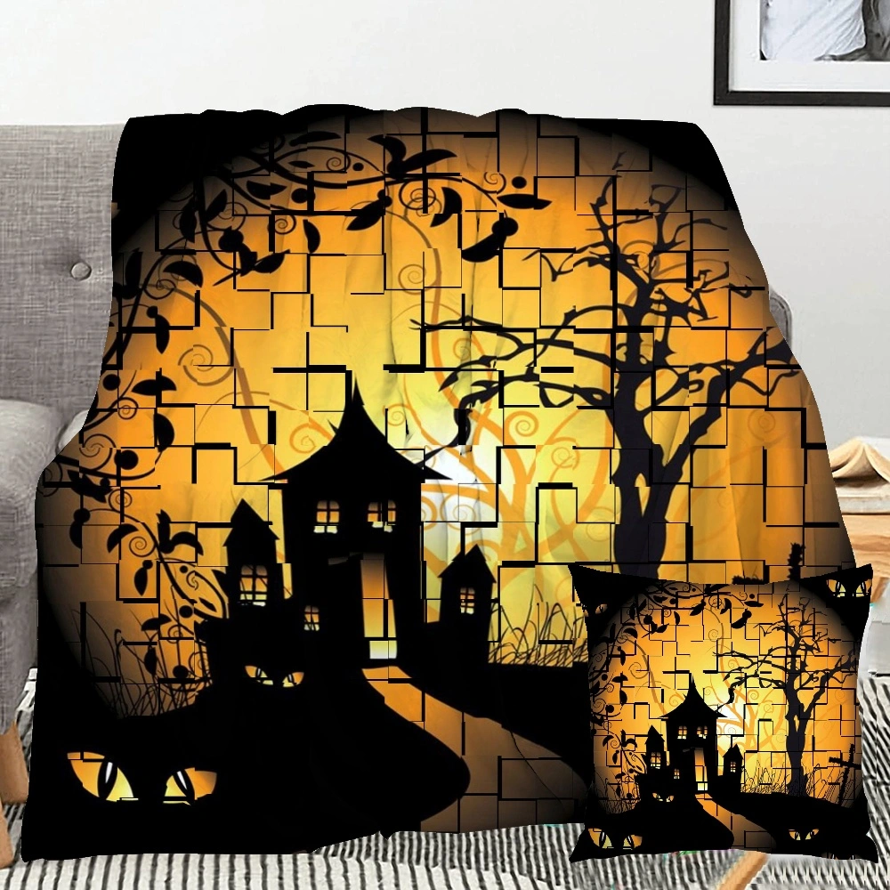 Halloween Blanket with Pillow Case,, Halloween Blanket for Home Decor,#103,32x48''