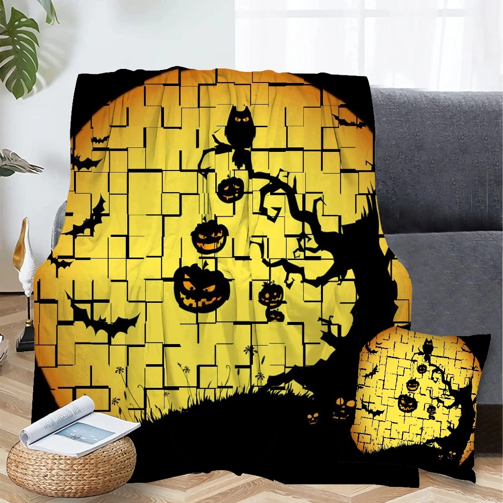 Halloween Blanket with Pillow Case,, Halloween Blanket for Home Decor,#107,32x48''