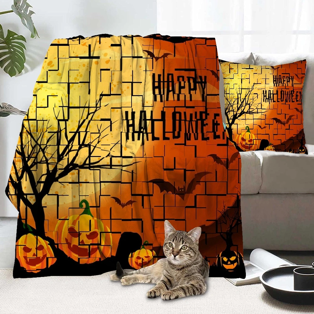 Halloween Blanket with Pillow Case,, Vintage Skeleton Magic Ouija Board Blanket for Bedroom Home Dorm Halloween Decor,#149,32x48''