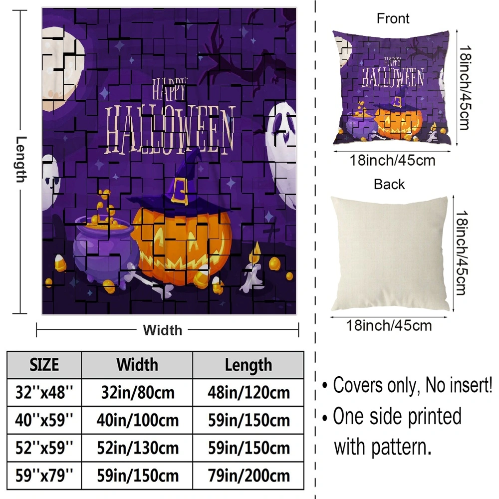 Halloween Blanket with Pillow Case,, Vintage Skeleton Magic Ouija Board Blanket for Dorm Room Decor,#154,32x48''