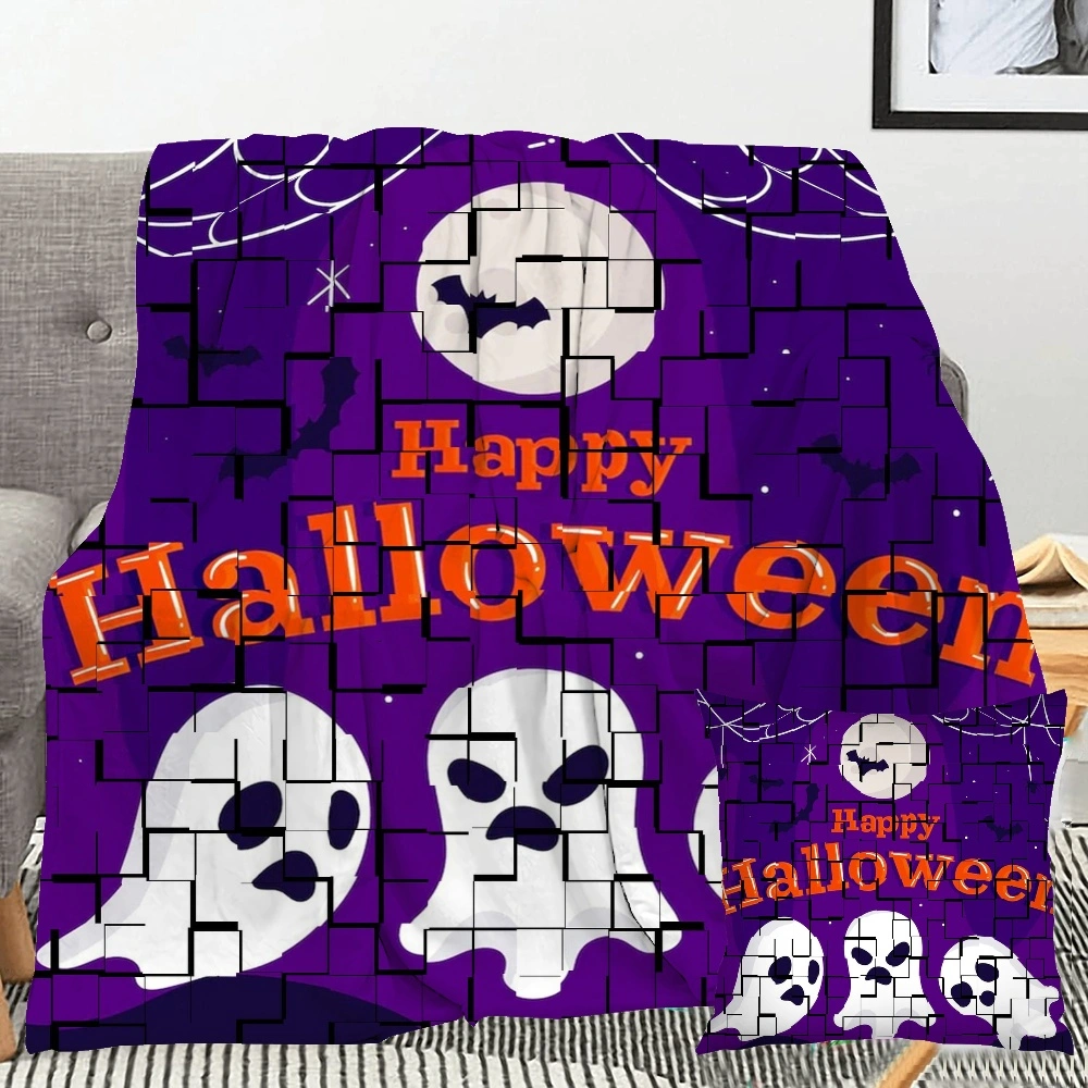 Halloween Blanket with Pillow Case,, Vintage Skeleton Magic Ouija Board Blanket for Living Room College Dorm Decor,#165,32x48''