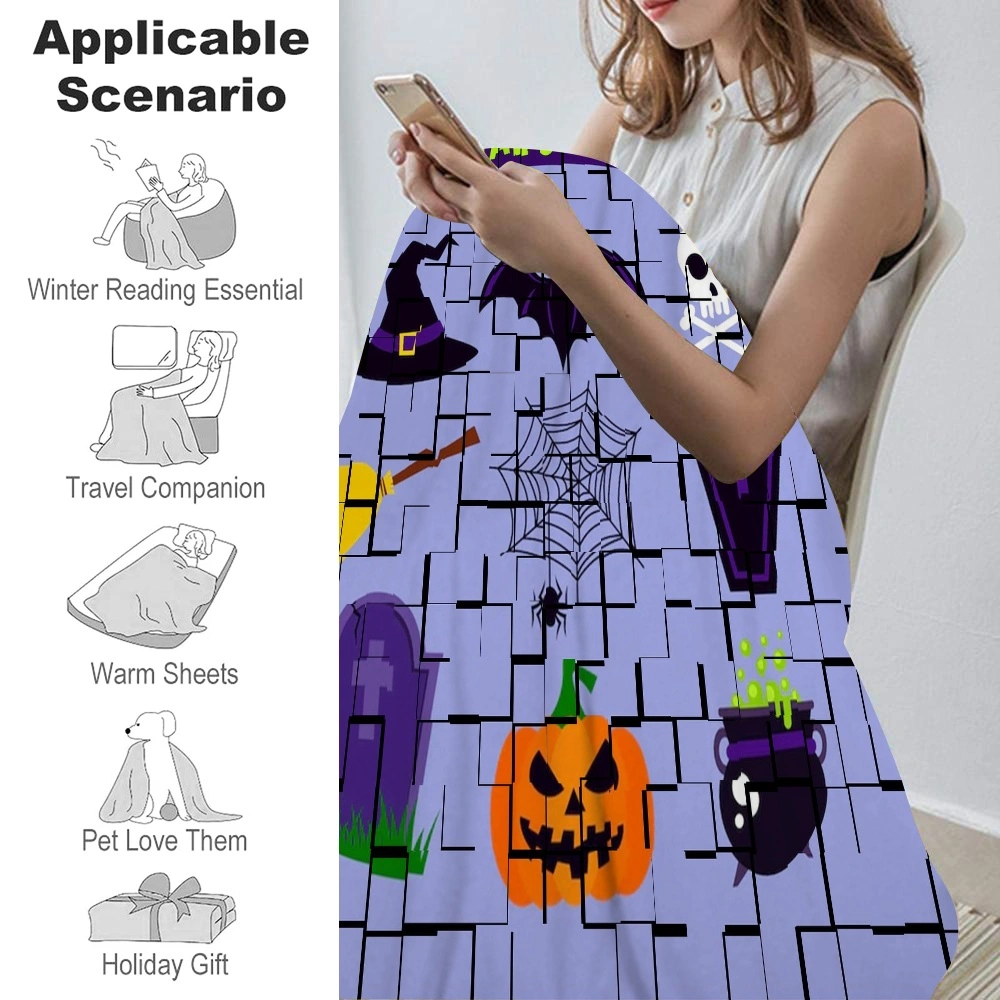 Halloween Blanket with Pillow Case,, Vintage Skeleton Magic Ouija Board Blanket for Living Room College Dorm Decor,#168,32x48''