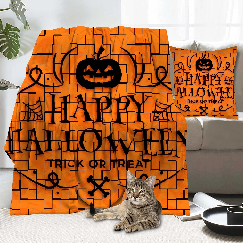 Halloween Blanket with Pillow Case,, Vintage Skeleton Magic Ouija Board Blanket for Living Room College Dorm Decor,#170,32x48''