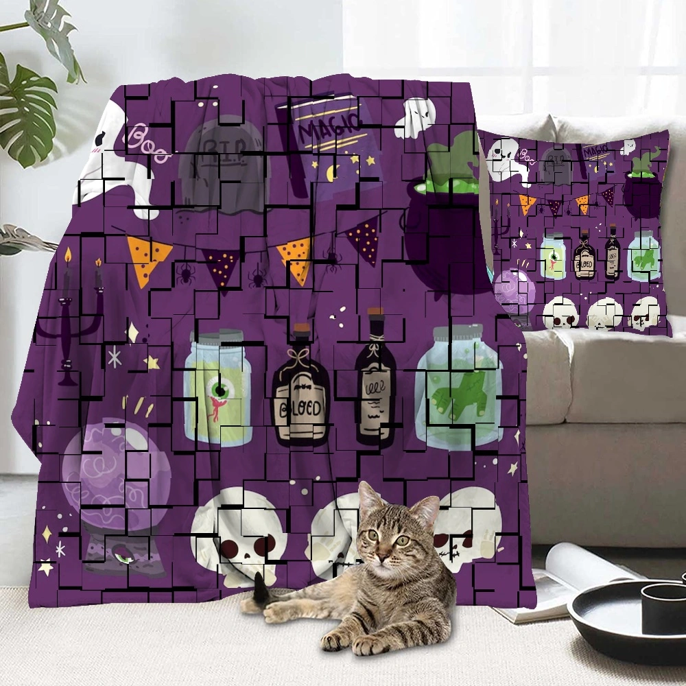 Halloween Blanket with Pillow Case,Anime Blanket for Bedroom Décor,#177,32x48''