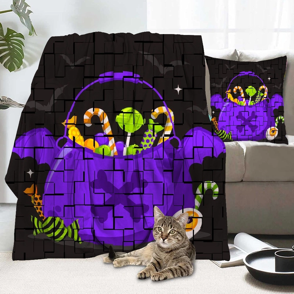 Halloween Blanket with Pillow Case,Anime Blanket for Bedroom Skulls Hugging Lovers Music Skeleton Dark Decor,#182,32x48''