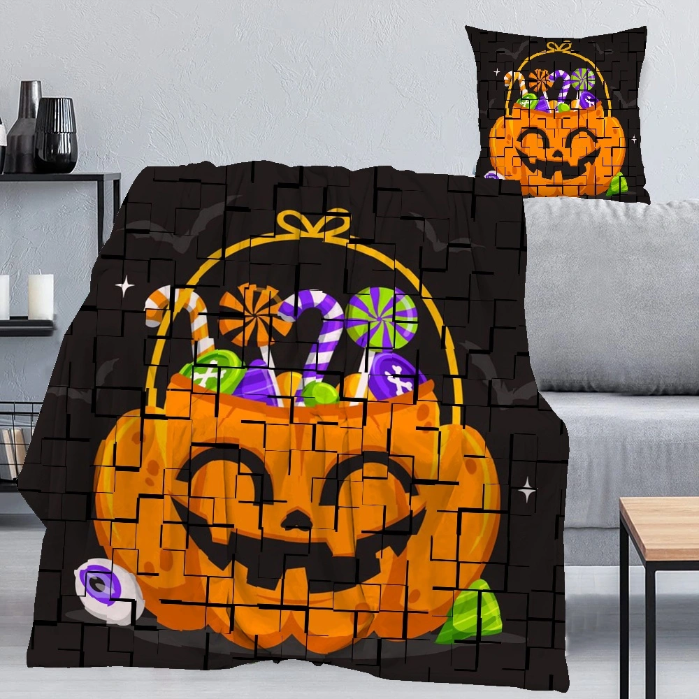 Halloween Blanket with Pillow Case,Anime Blanket for Bedroom Skulls Hugging Lovers Music Skeleton Dark Decor,#184,32x48''