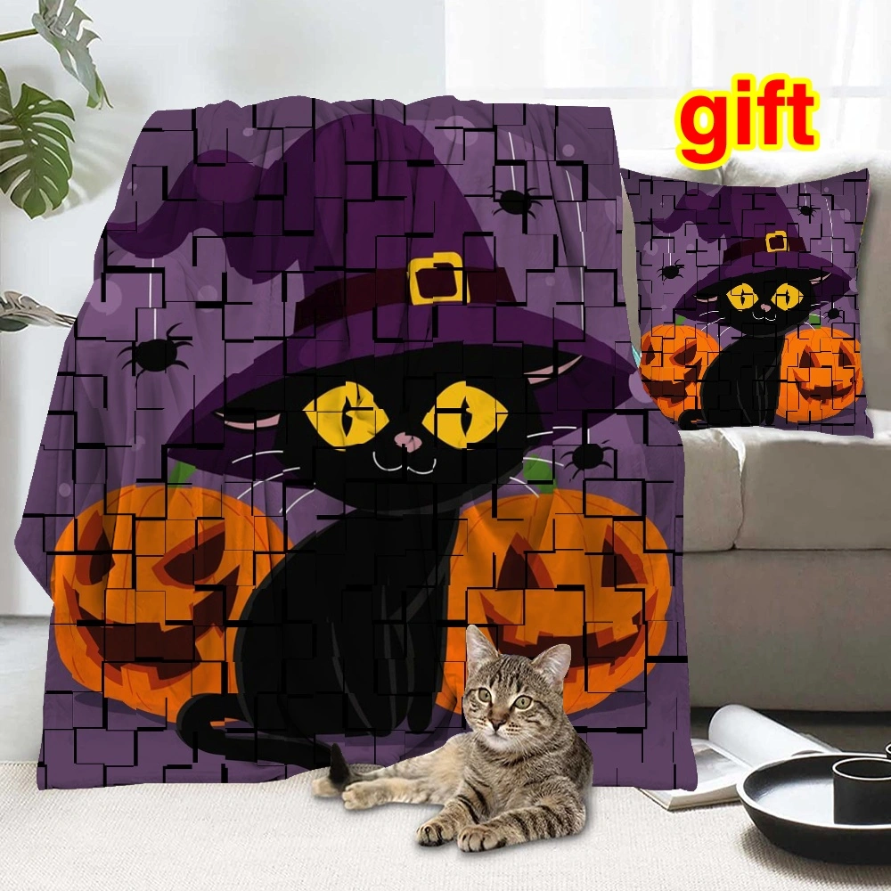 Halloween Blanket with Pillow Case,Anime Blanket for Bedroom Skulls Hugging Lovers Music Skeleton Dark Decor,#189,32x48''