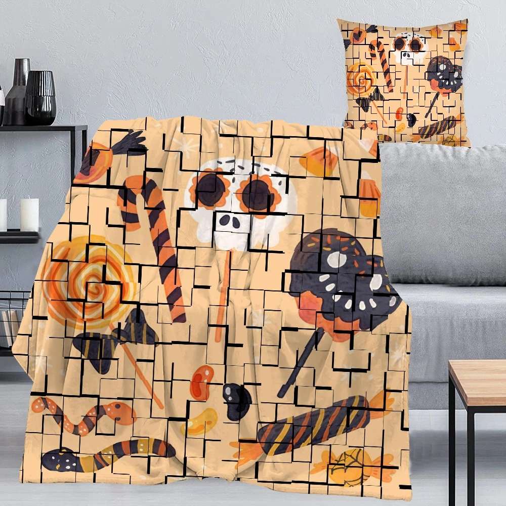 Halloween Blanket with Pillow Case,Anime Blanket for Living Room Bedroom Aesthetic Decor,#198,32x48''