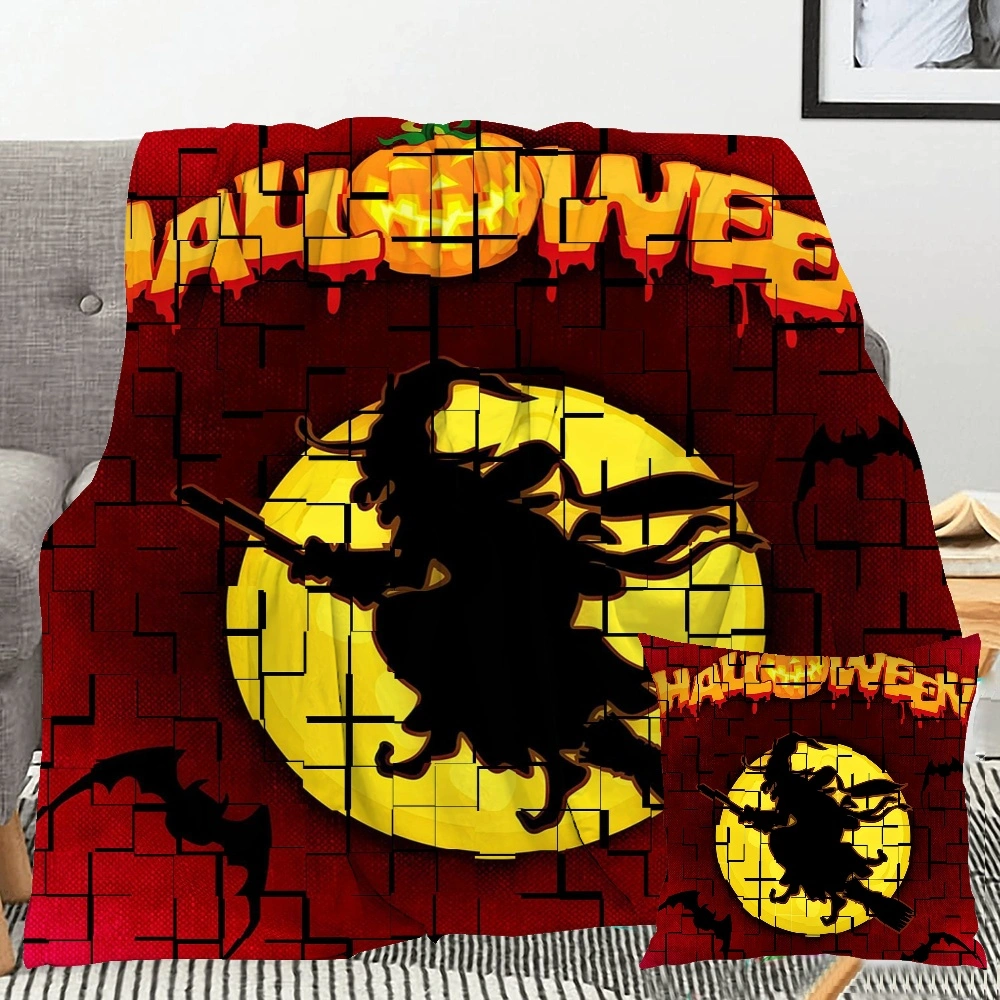 Halloween Blanket with Pillow Case,Bat Blanket for Bedroom Aesthetic Glow in The Dark,#233,32x48''