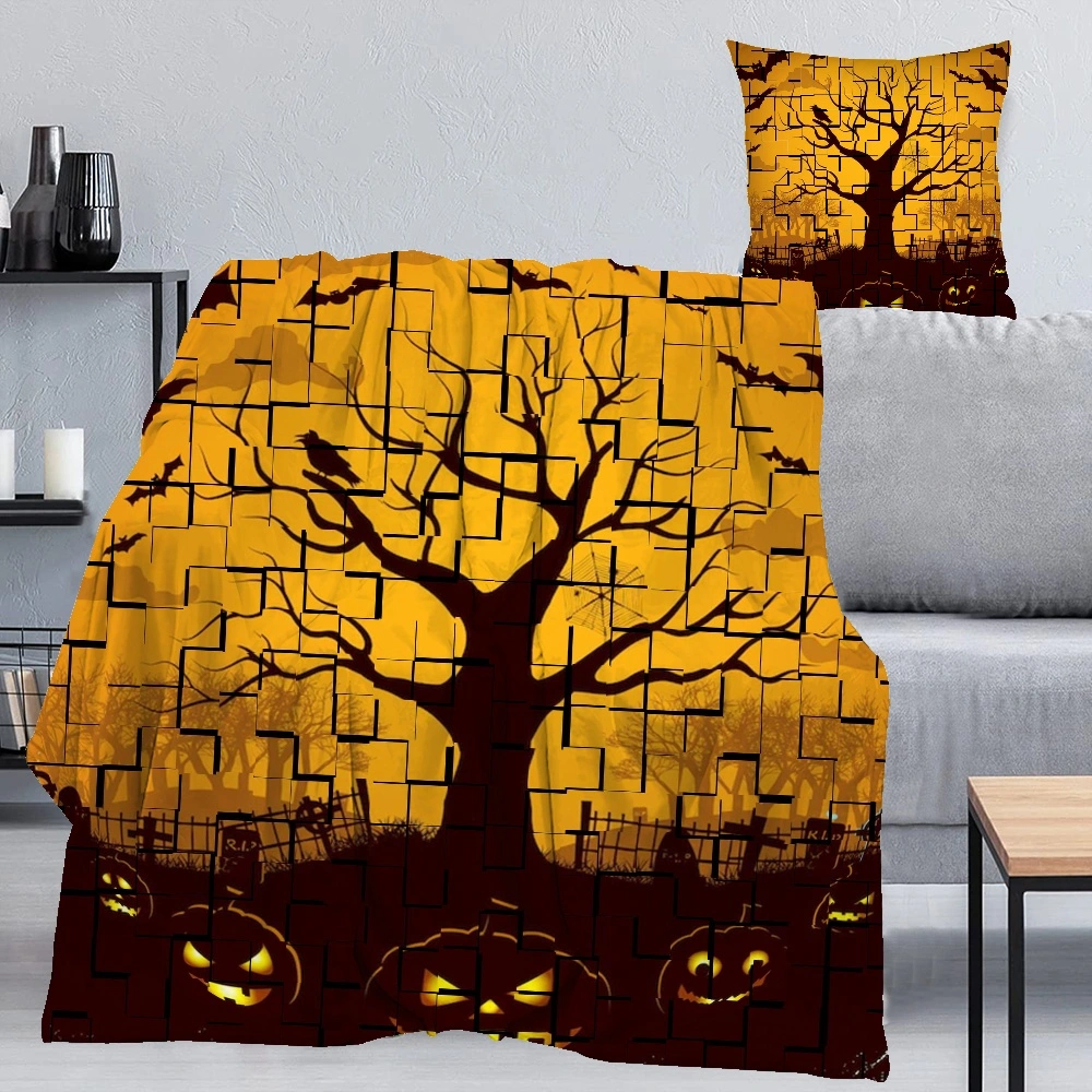 Halloween Blanket with Pillow Case,Bat Blanket for Bedroom Aesthetic, Blanket Room Decor Gift,#242,32x48''