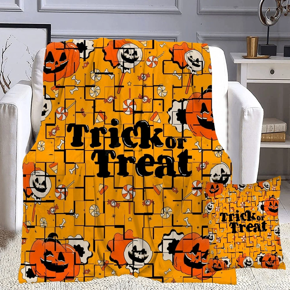 Halloween Blanket with Pillow Case,Bat Blanket for Bedroom Room Dorm Party Decor,#251,32x48''