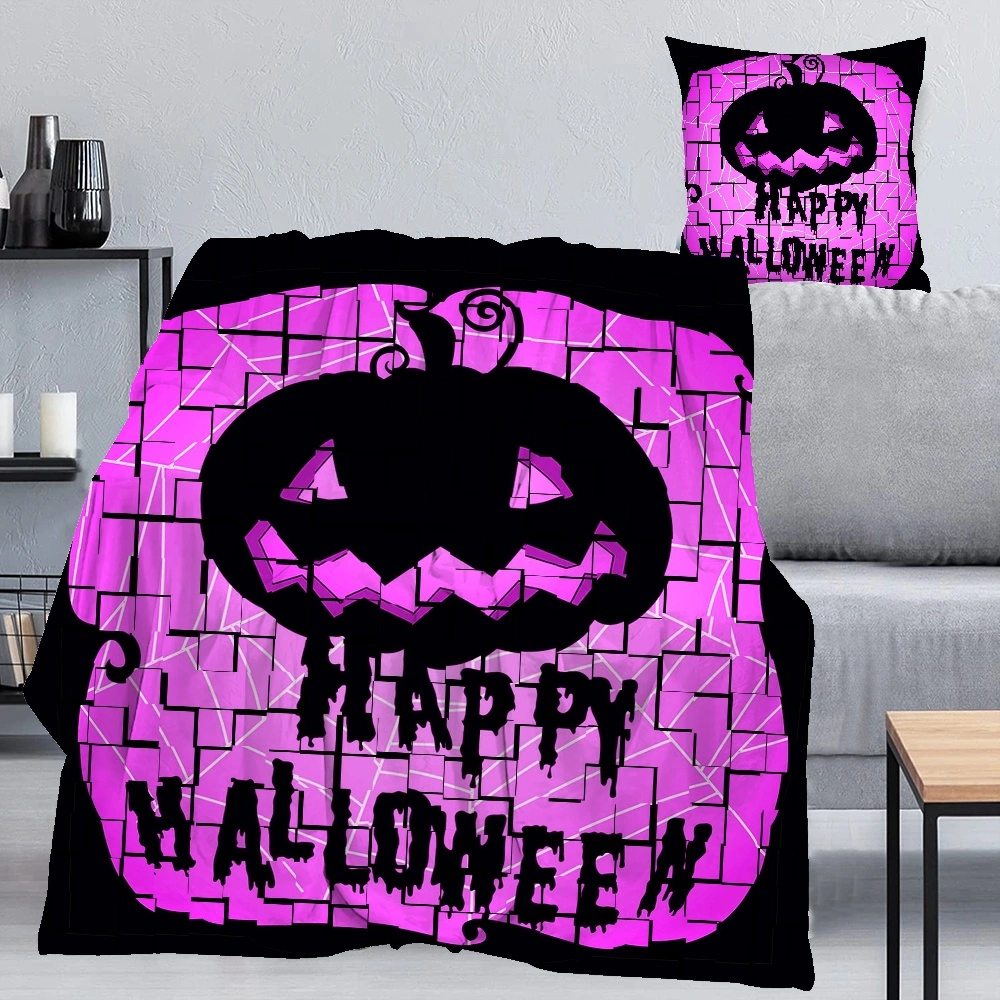 Halloween Blanket with Pillow Case,Bat Blanket for Bedroom Room Dorm Party Decor,#253,32x48''